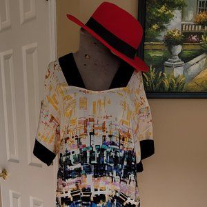 Donna Morgan silk size 8 dress with most amazing abstract patterns